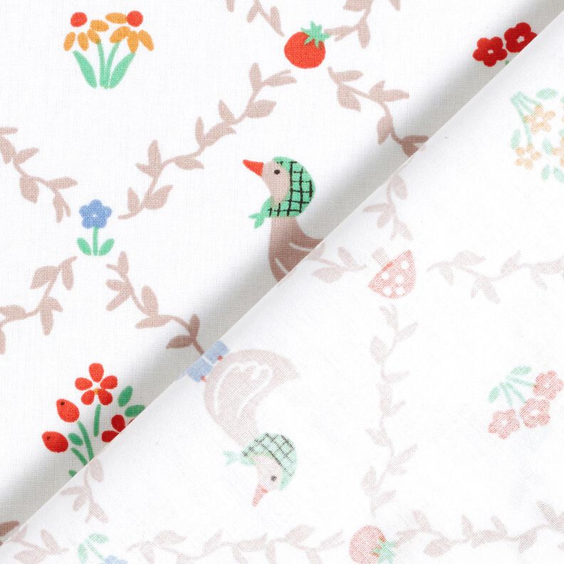 Puuvillapopliini Maalaistalo ja hanhet – norsunluu/tumma beige,  image number 4