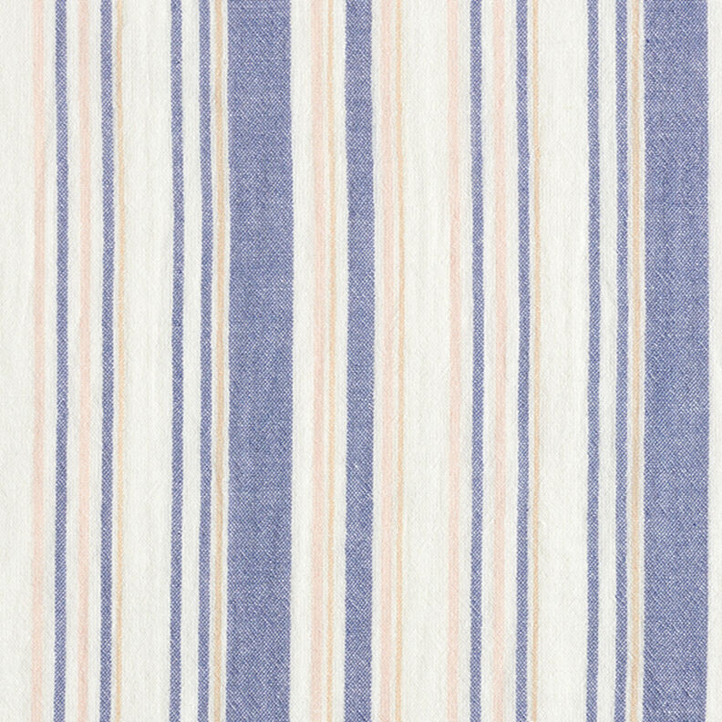 Musliini-/kaksikerroksinen kangas Lankavärjätyt raidat | Poppy – valkoinen/laivastonsininen,  image number 1