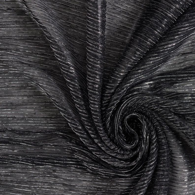 Läpikuultava plisee Kimalleraidat – musta,  image number 3