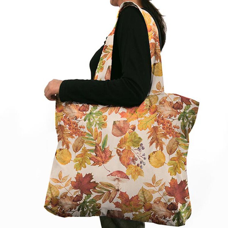 Sisustuskangas Puolipanama Syksyn lehdet Kierr&auml;tetty &ndash; luonnonv&auml;rinen,  image number 7