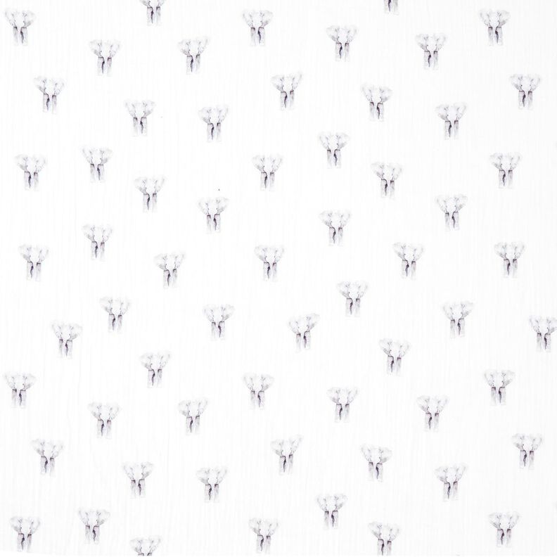 GOTS Musliini-/kaksikerroksinen kangas Norsu Digitaalipainatus – valkoinen,  image number 1
