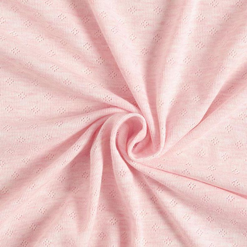 Hienoneulosjersey, jossa reikäkuvio Melange – vaaleanpunainen,  image number 1