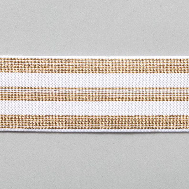 Raidallinen kuminauha [40 mm] – valkoinen/kulta,  image number 1
