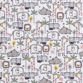 Puuvillakangas Kretonki Pienet villieläimet – hopeanharmaa, 