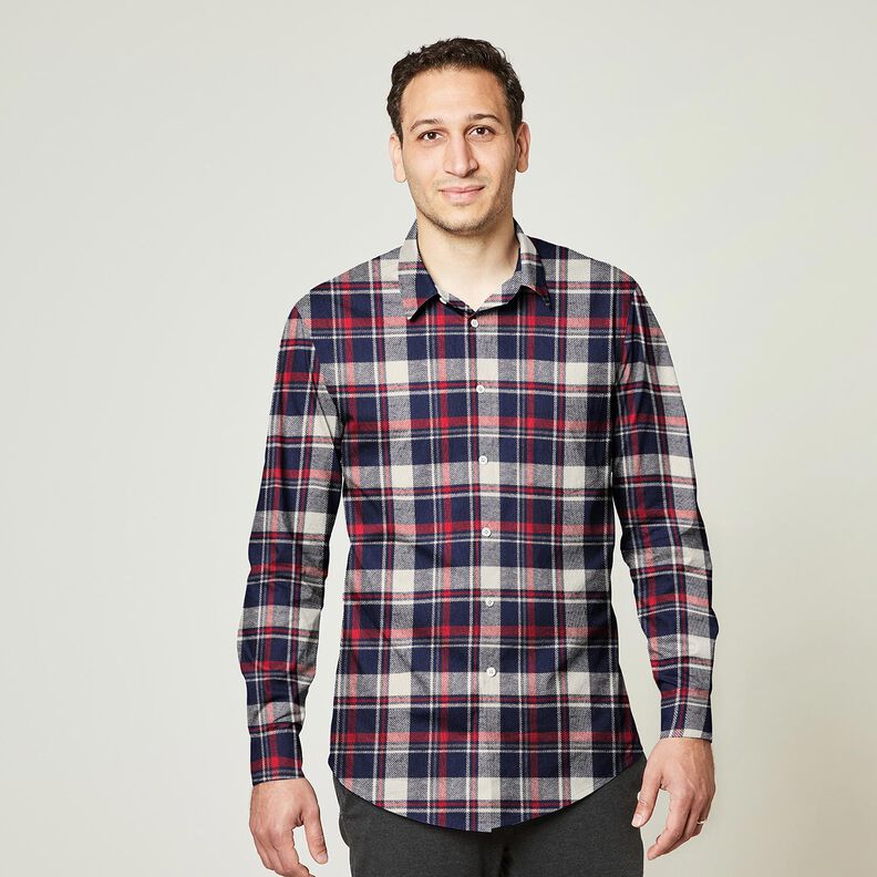 Puuvillaflanelli Ruutu &ndash; sinimusta/karmiininpunainen,  image number 6