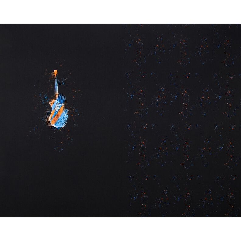 Puuvillajersey Paneeli Kitara | Glitzerp&uuml;ppi &ndash; musta/oranssi,  image number 5