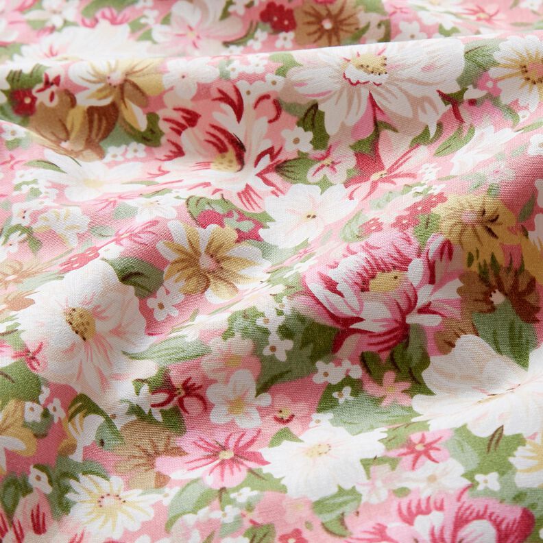 Puuvillapopliini Romanttiset kukat – roosa/beige,  image number 2