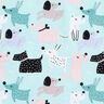 Puuvillakangas Kretonki Abstraktit koirat – taivaansininen/ruusunpunainen,  thumbnail number 1