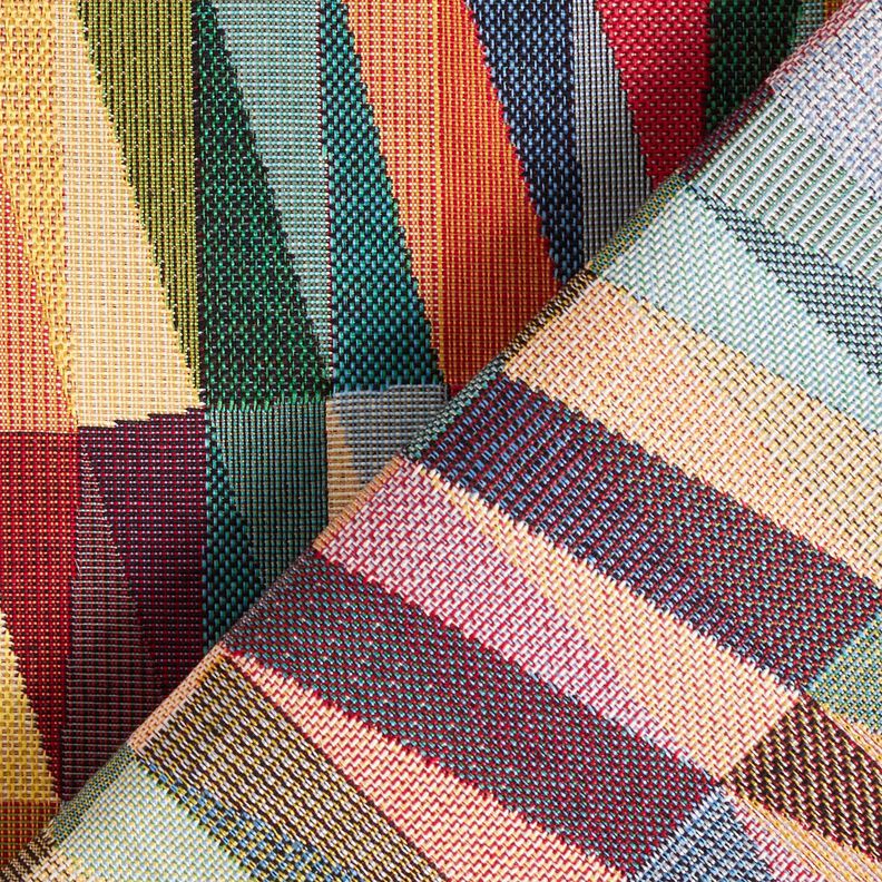 Sisustuskangas Gobeliini Graafinen siksak – vaalea beige/karmiininpunainen,  image number 4