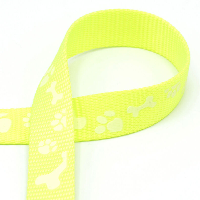 Heijastava kudottu nauha Koiran hihna [20 mm]  – keltainen neon,  image number 1