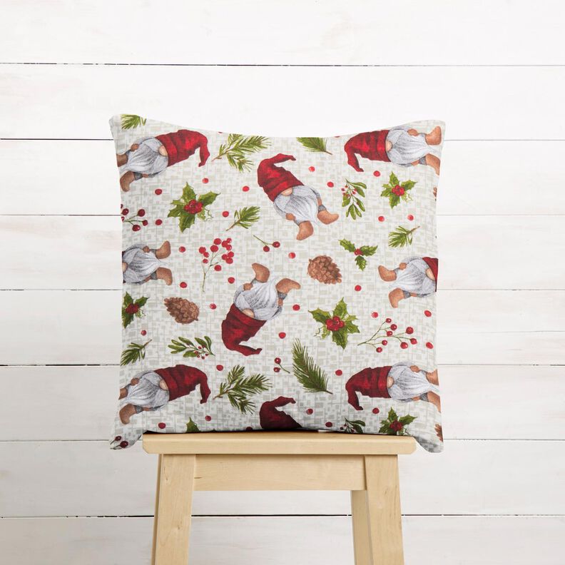 Sisustuskangas Canvas Tonttu ja myssy – vaalea beige/tummanpunainen,  image number 6