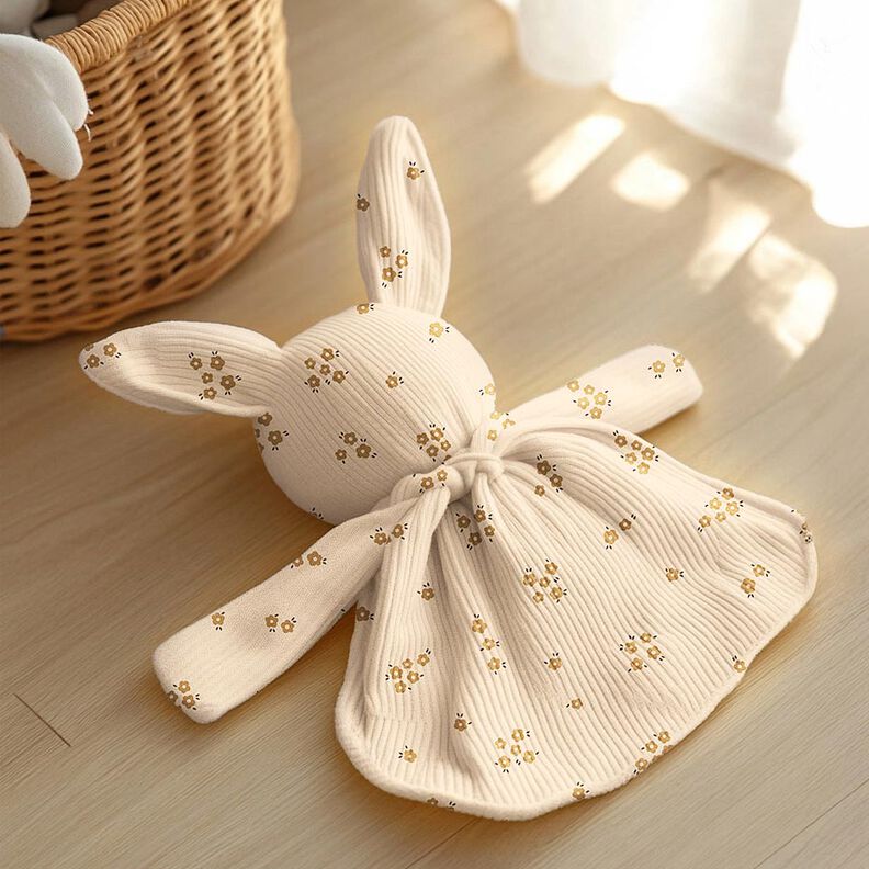 GOTS Ribbijersey Pikkukukkaset | Poppy Fabrics &ndash; kerma/vaaleanruskea,  image number 6