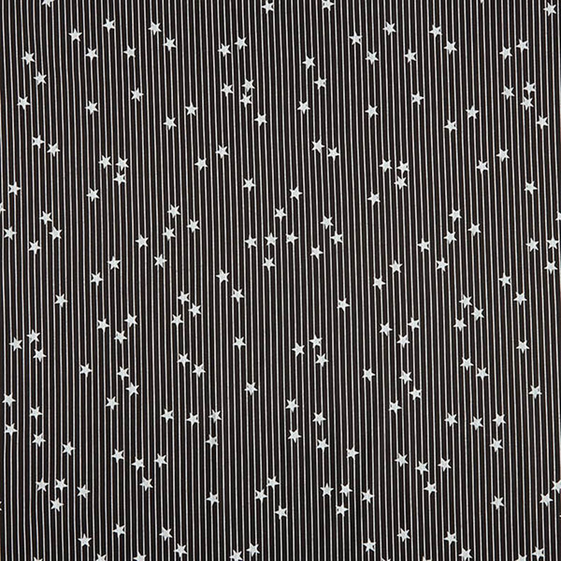 Puuvillapopliini Raidat & tähdet – musta/valkoinen,  image number 1