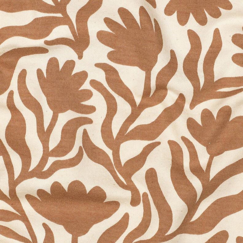 Collegekangas harjattu valkaisematon Kukat | Poppy Fabrics &ndash; kerma/vaaleanruskea,  image number 2