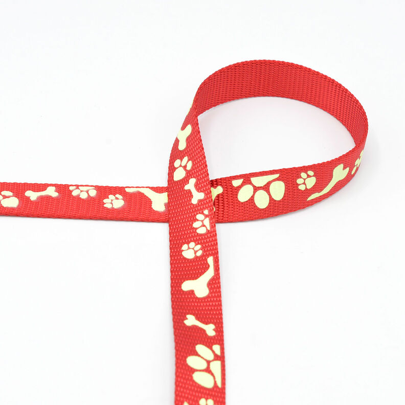 Heijastava kudottu nauha Koiran hihna [20 mm]  – punainen,  image number 2