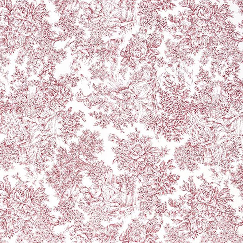 Sisustuskangas Canvas Romantiikka – valkoinen/karmiininpunainen,  image number 1