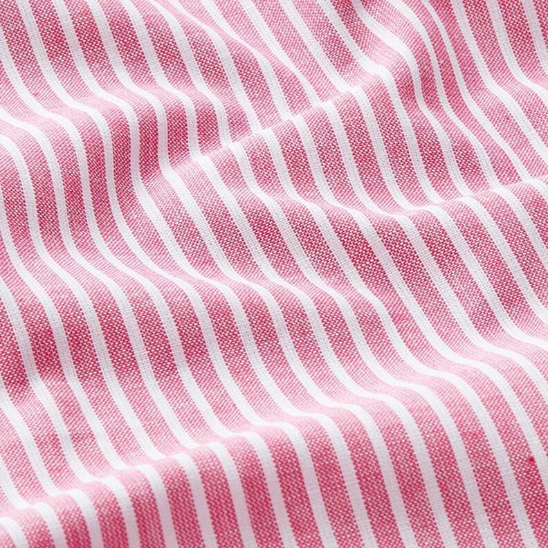 Puuvilla-pellavasekoite Pitkittäisraidat – pink/valkoinen,  image number 2