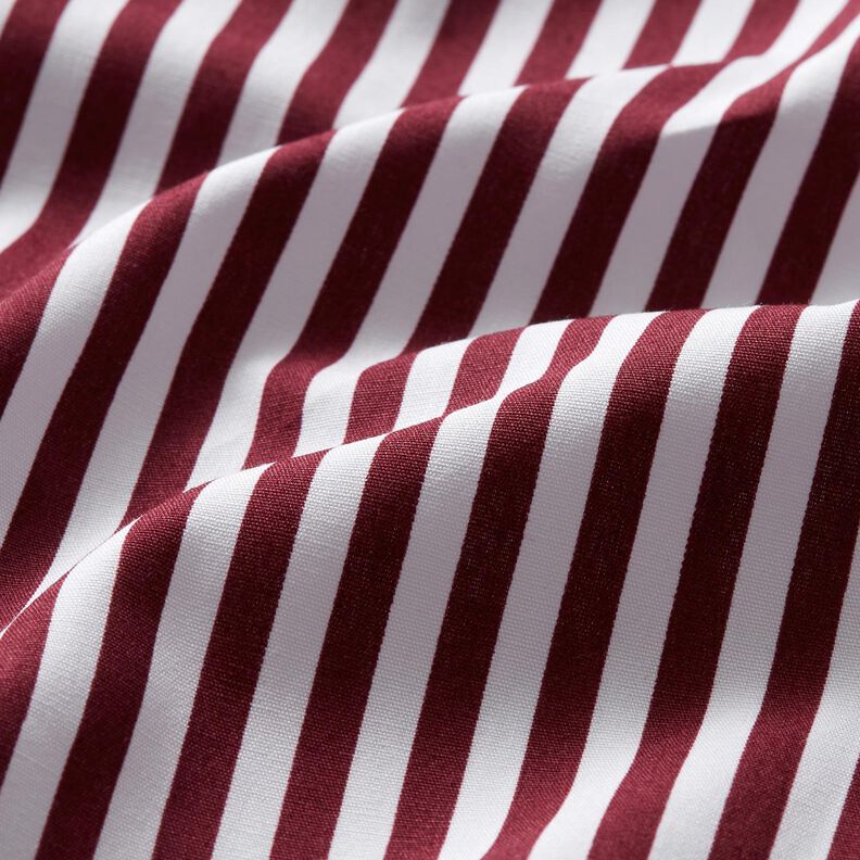 Puuvillapopliini Kapeat raidat – bordeauxin punainen/valkoinen,  image number 2