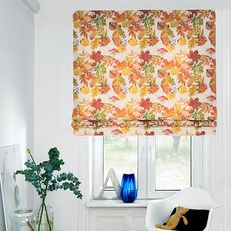 Sisustuskangas Puolipanama Syksyn lehdet Kierr&auml;tetty &ndash; luonnonv&auml;rinen,  image number 6