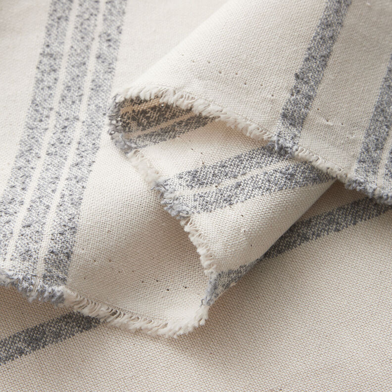 Sisustuskangas Puolipanama Kudotut raidat &ndash; ter&auml;ksen sininen/luonnonv&auml;rinen,  image number 3