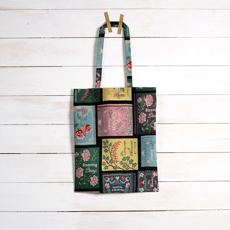 Sisustuskangas Gobeliini Kirjan kansi &ndash; musta/merlot,  image number 6