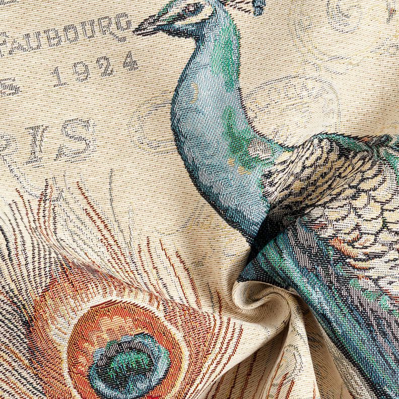 Koristepaneeli Gobeliini Riikinkukko &ndash; vaalea beige/sininen,  image number 3