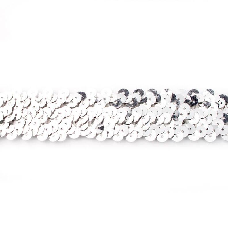Joustava paljettinauha [30 mm] – hopea metallic,  image number 1