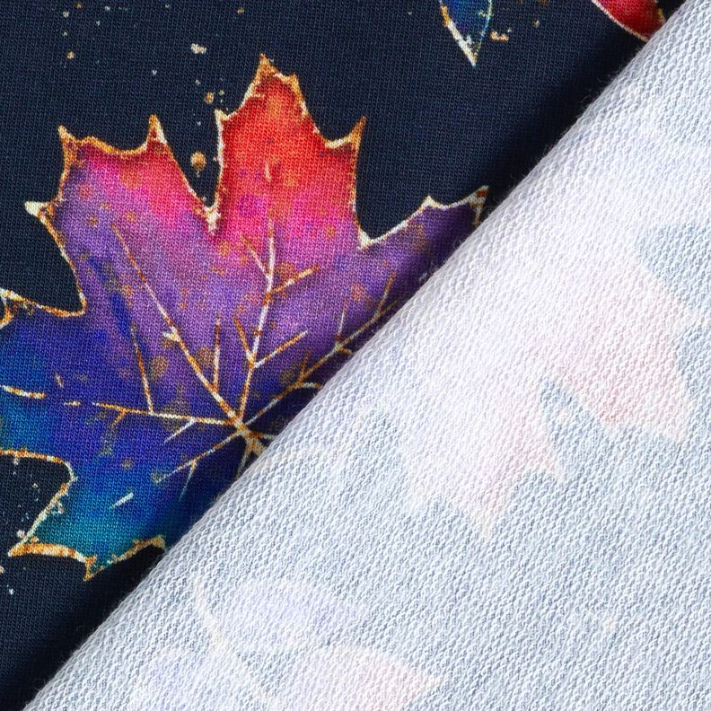 French Terry värikkäät syksyn lehdet | Glitzerpüppi – yönsininen/tulipunainen,  image number 4