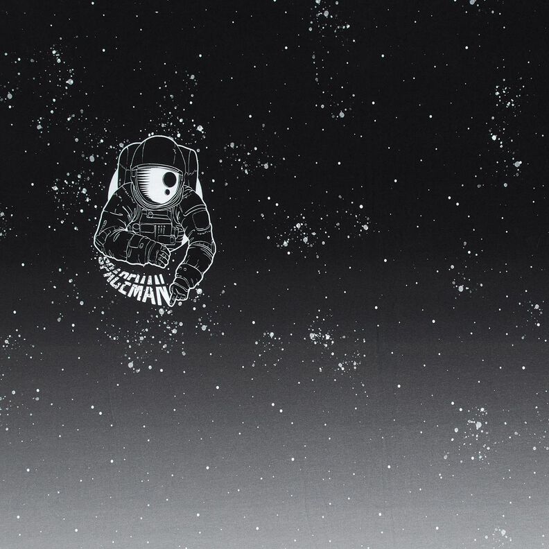 French Terry Paneeli Spaceman | Glitzerp&uuml;ppi &ndash; musta/valkoinen,  image number 1
