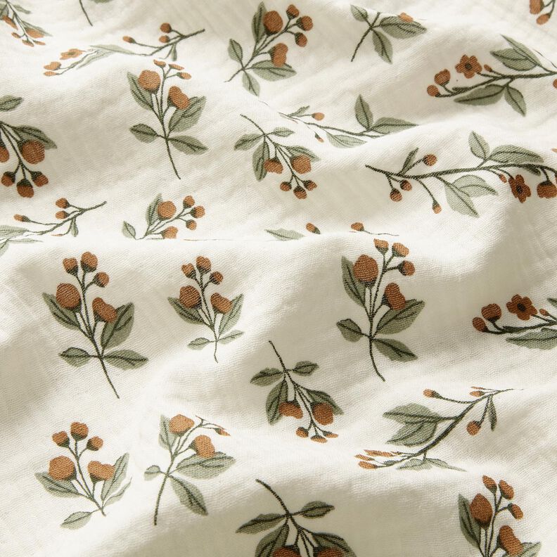 Musliini-/kaksikerroksinen kangas Kukan oksat | by Poppy – villanvalkoinen,  image number 2
