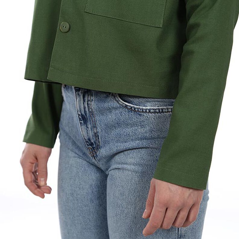 FRAU CLEO Lyhyt takki, jossa pystykaulus ja suuri päälle ommeltu tasku | Studio Schnittreif | XS–XXL,  image number 9