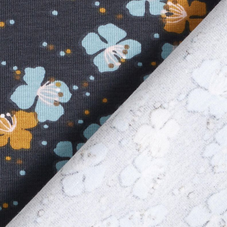 Puuvillajersey Suloiset kukkaset – sinimusta,  image number 4