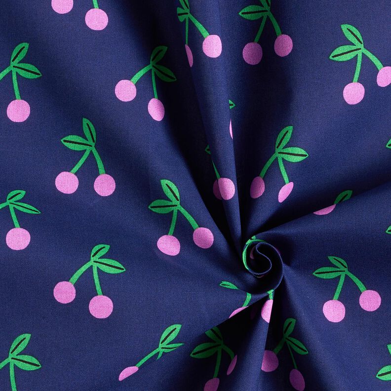 Pinnoitettu puuvilla Sievät kirsikat – laivastonsininen,  image number 3