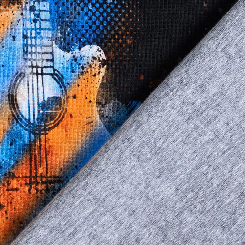 Puuvillajersey Paneeli Kitara | Glitzerp&uuml;ppi &ndash; musta/oranssi,  image number 4