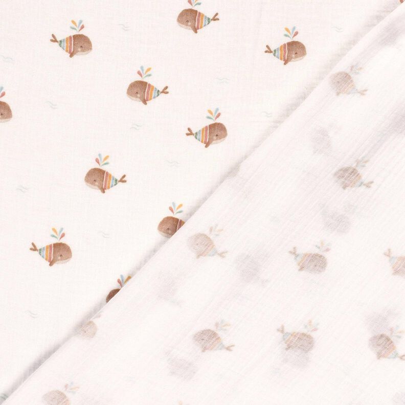 Musliini-/kaksikerroksinen kangas Raidallinen valas Digitaalipainatus – norsunluu,  image number 4