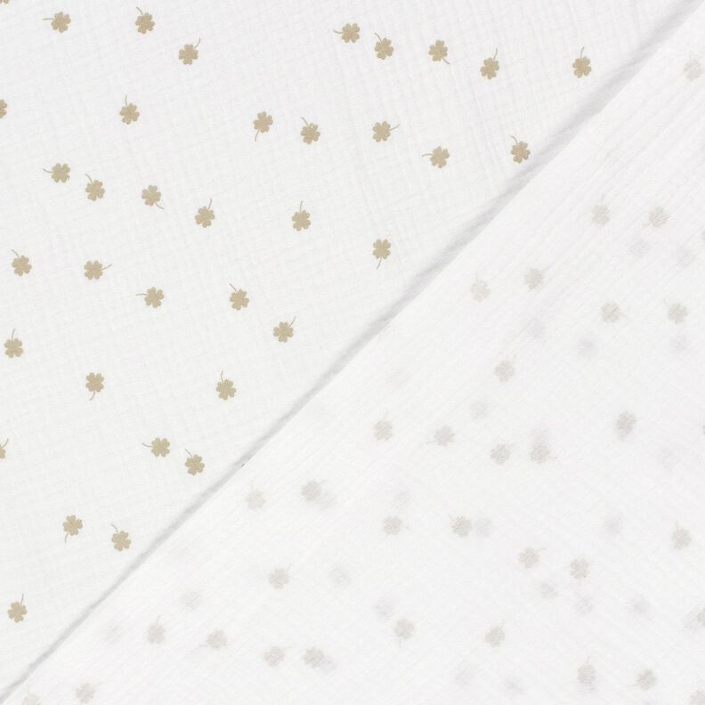 Musliini-/kaksikerroksinen kangas Onnenk&auml;enkaali &ndash; villanvalkoinen/pistaasi,  image number 4