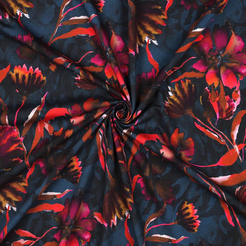 Puuvillajersey Ilmeikk&auml;&auml;t kukat Digitaalipainatus &ndash; y&ouml;nsininen/ryp&auml;le,  image number 3