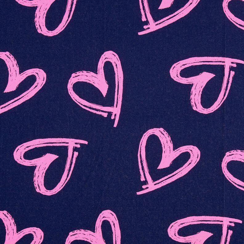 French Terry Kesäcollege Farkkutyyli Neon Sydämet – yönsininen/neonpinkki,  image number 1