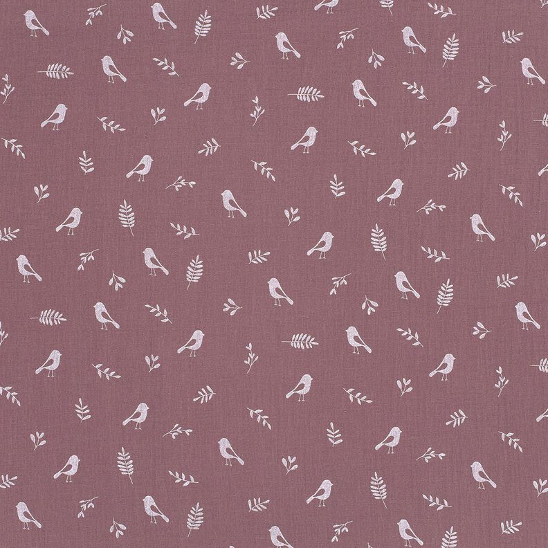 Musliini-/kaksikerroksinen kangas Oksat ja lintuset – munakoiso/valkoinen,  image number 1
