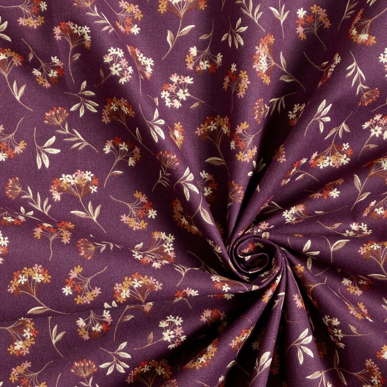 Puuvillakangas Kretonki Herkät kukinnot – rypäle,  image number 3