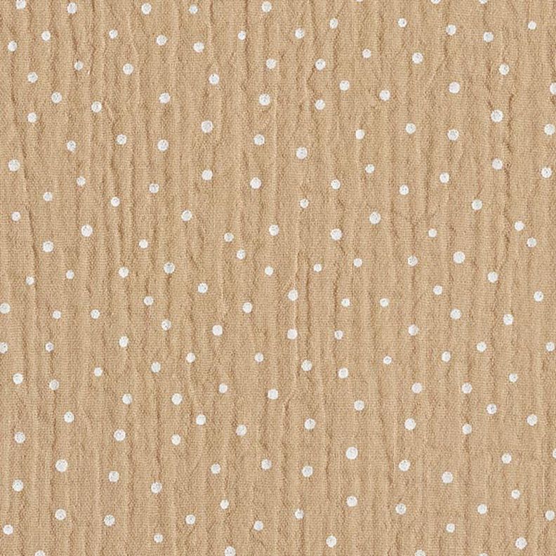 Musliini-/kaksikerroksinen kangas Pikkupilkut – beige/valkoinen,  image number 1