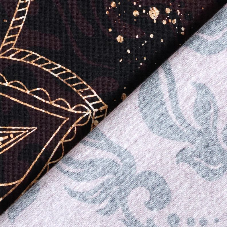 PuuvillajerseyReunuskangas Mandala ja kultaiset pilkut | Glitzerp&uuml;ppi &ndash; mustanruskea/kulta,  image number 4