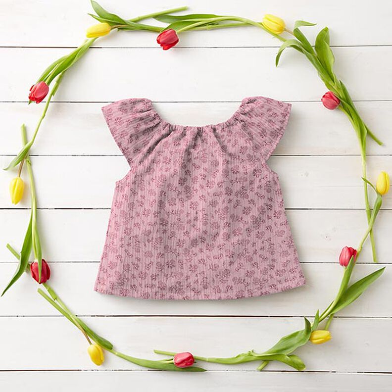 Musliini-/kaksikerroksinen kangas pienet kukkaköynnökset – roosa,  image number 6