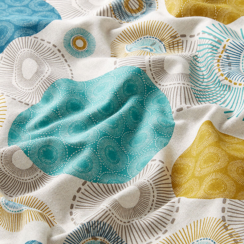 Sisustuskangas Puolipanama Ympyrät – sininen,  image number 2