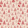 Puuvillakangas Kretonki s&ouml;p&ouml;t kuuset &ndash; luonnonv&auml;rinen/karmiininpunainen,  thumbnail number 1