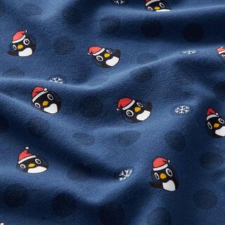 Puuvillajersey Pingviini, jolla joululakki – laivastonsininen, 