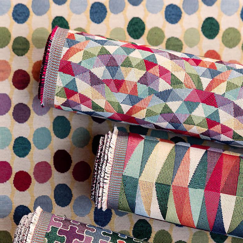 Sisustuskangas Gobeliini Graafinen siksak – vaalea beige/karmiininpunainen,  image number 6