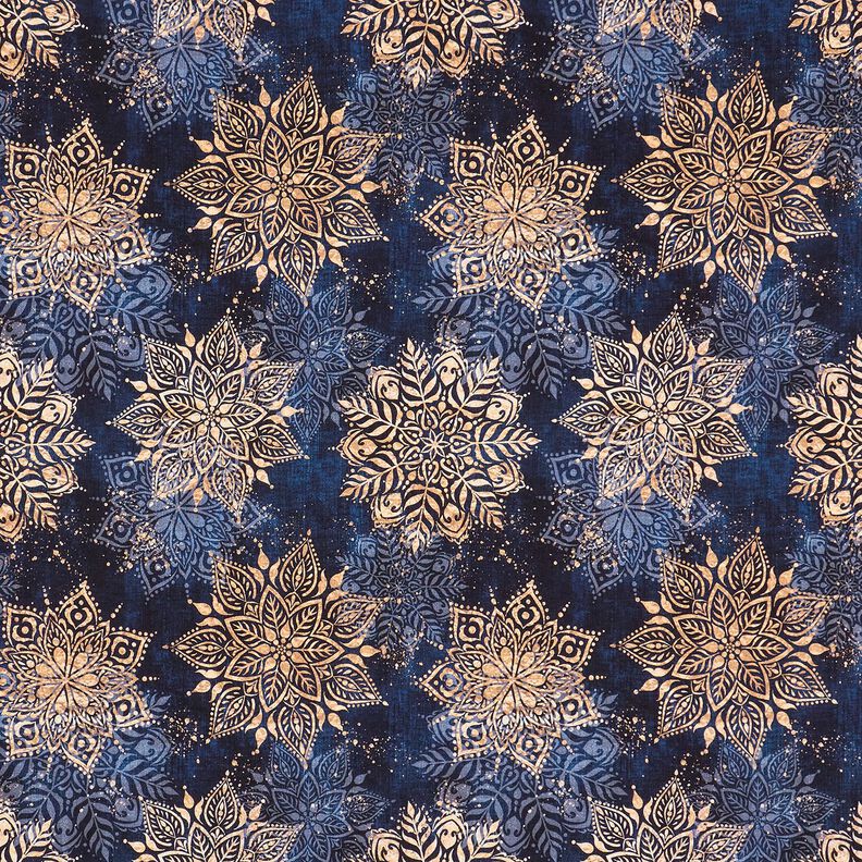 French Terry Kesäcollege Mandala | Glitzerpüppi – laivastonsininen/aprikoosi,  image number 1
