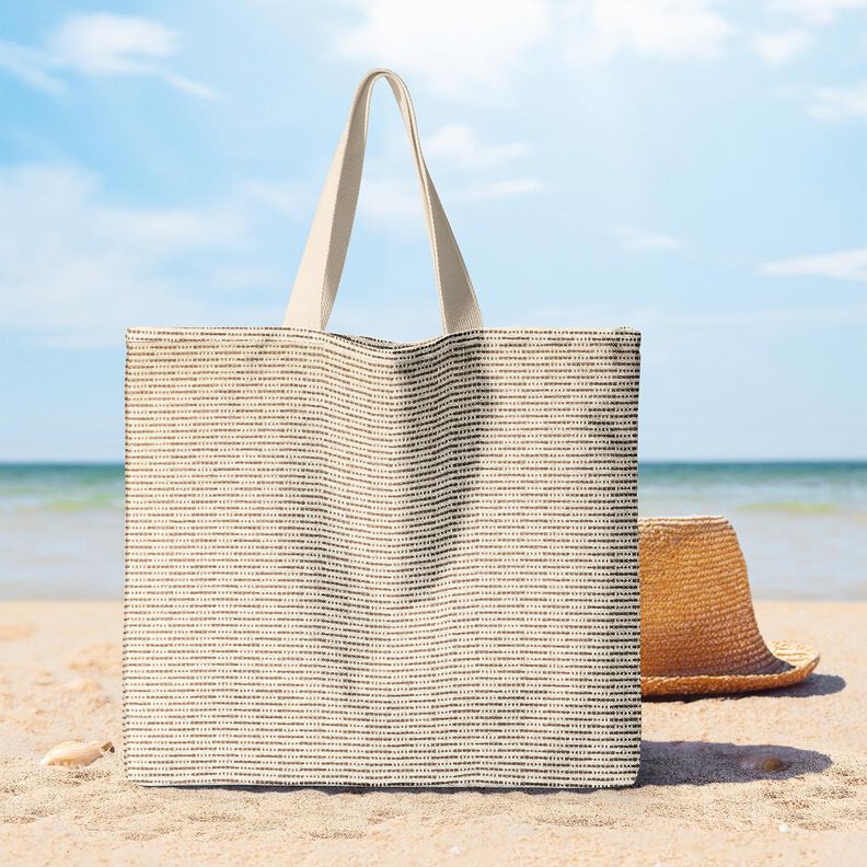 Sisustuskangas Jacquard Rustiikkiset raidat &ndash; keskiruskea/luonnonv&auml;rinen,  image number 7