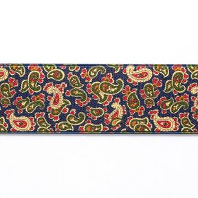 Kuminauha Paisley [ 3,5 cm ] &ndash; laivastonsininen/vihre&auml;, 